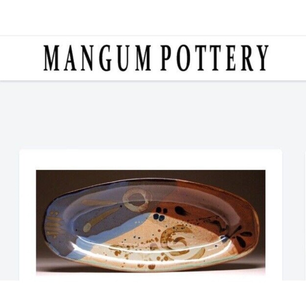 Mangum Pottery, Bread Bowl, 20”x 8 1/2” Abstract, Signed And Dated By The Artist